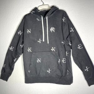 Nike Full Print Black Hoodie With Embroidered Silver Logo Mens‎ Size M